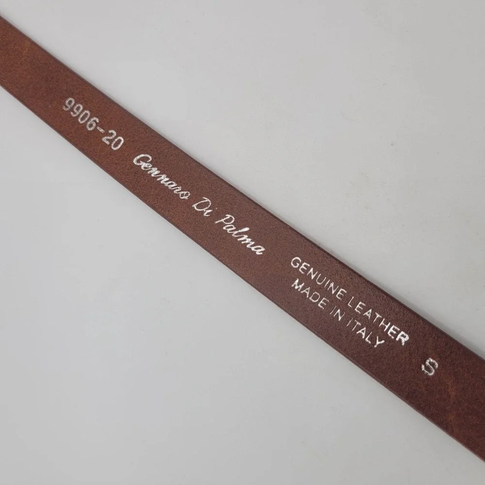 Gennaro Di Palma Belt Women Small Brown Leather Silver Buckle Minimalist Casual